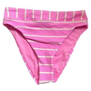 SPLENDID pink & white striped high waist high cut bikini swim bottom Sz XS NWT